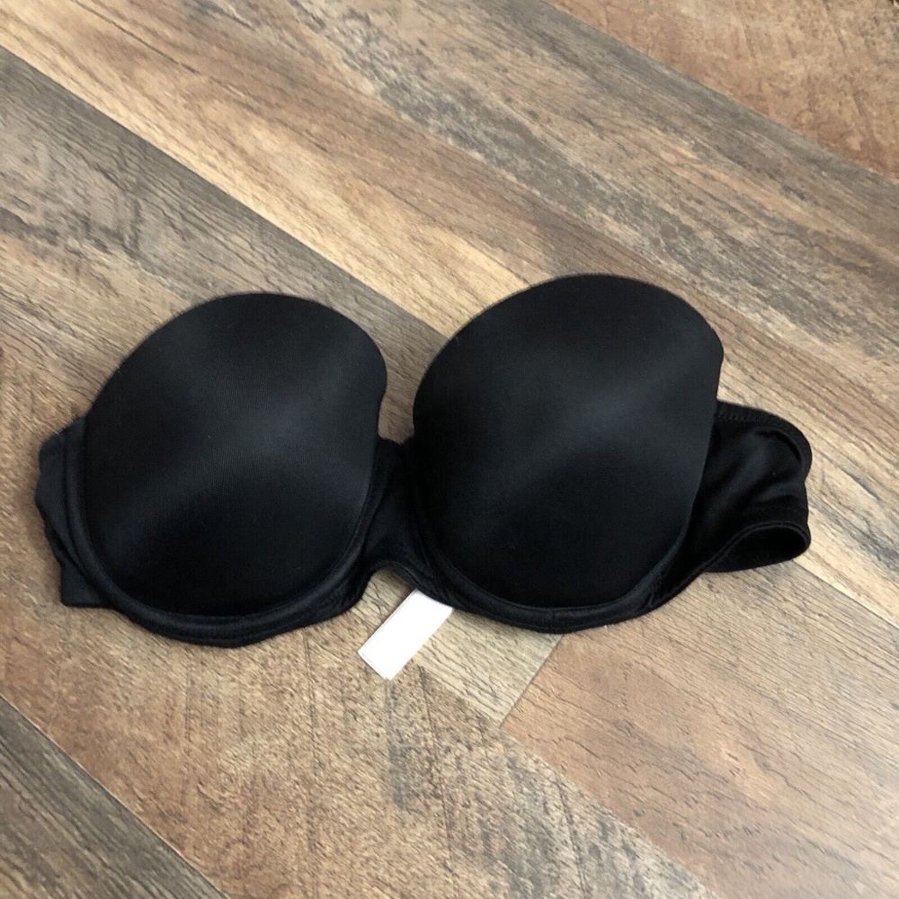 Victorias Secret PINK Size 34 B Black Wear Everywhere Push Up Strapless Bra